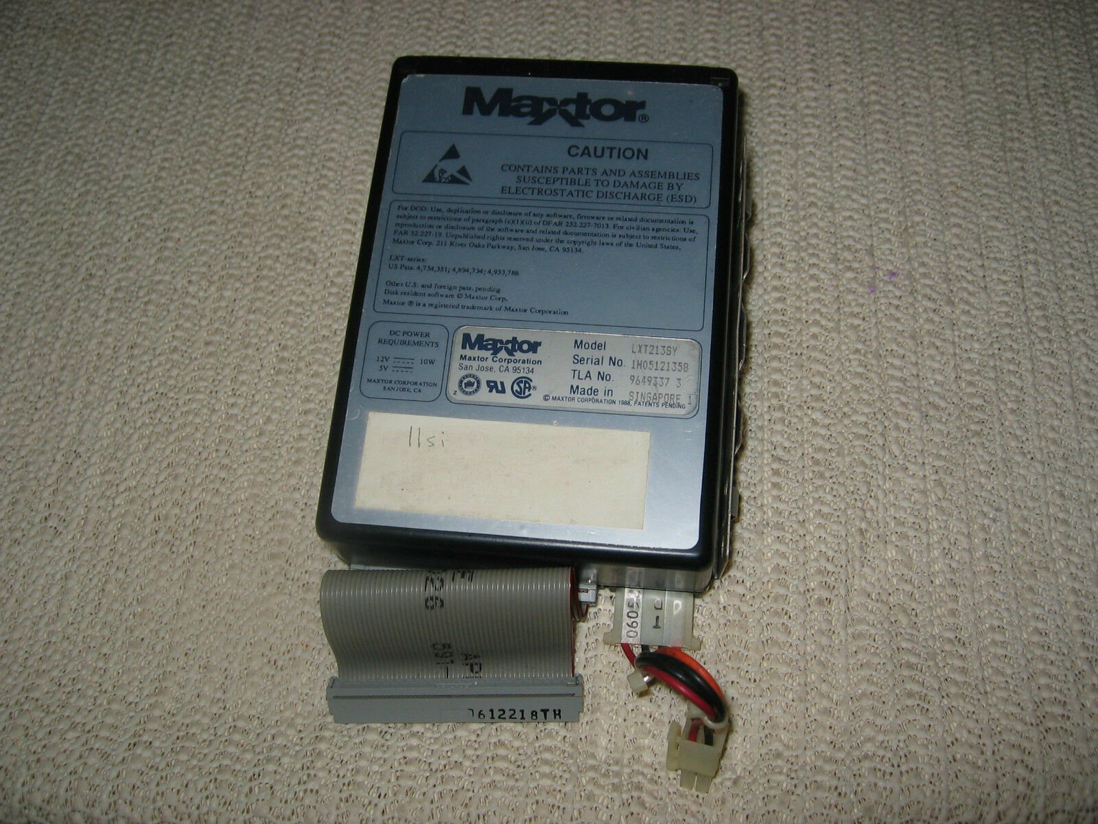 Vtg Maxtor 3.5" Hard Drive Model LXT213SY w/Caddie Apple llsi -untested