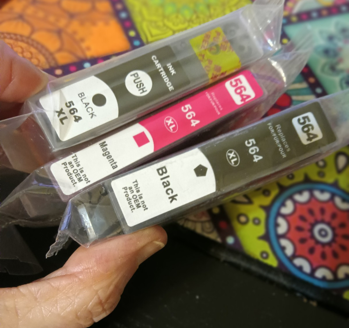 NIP 564 XL, 3 total, 2 black & 1 Magenta cartridges