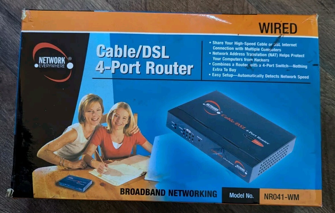 Network Everywhere NR041-WM Wired Cable DSL 4 Port Router Broadband No Disc