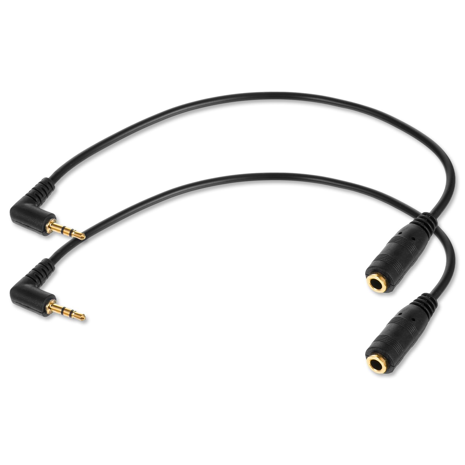 2 Pcs 2.5mm Male to 3.5mm Female Adapter Gold Plated 6 inch, Black