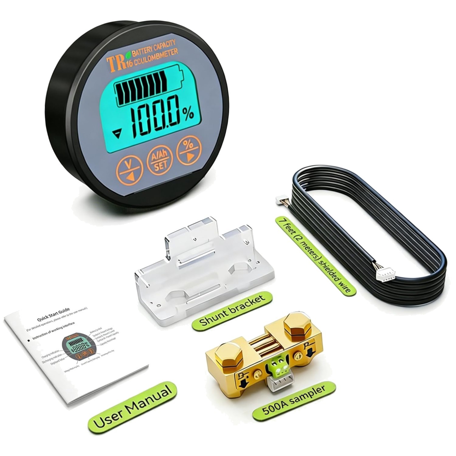 Digital Battery Monitor with Shunt & State of Charge Display