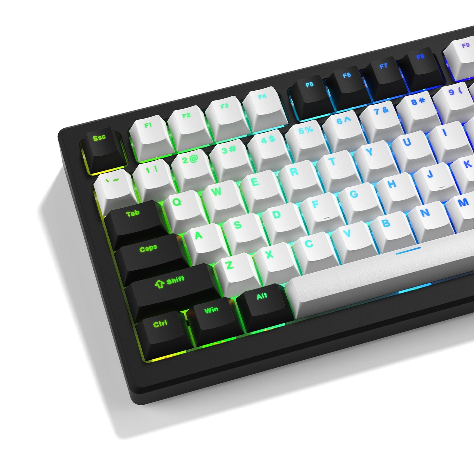 XVX White and Black Keycaps, Shine Through PBT Keycaps Cherry Profile, Custom...