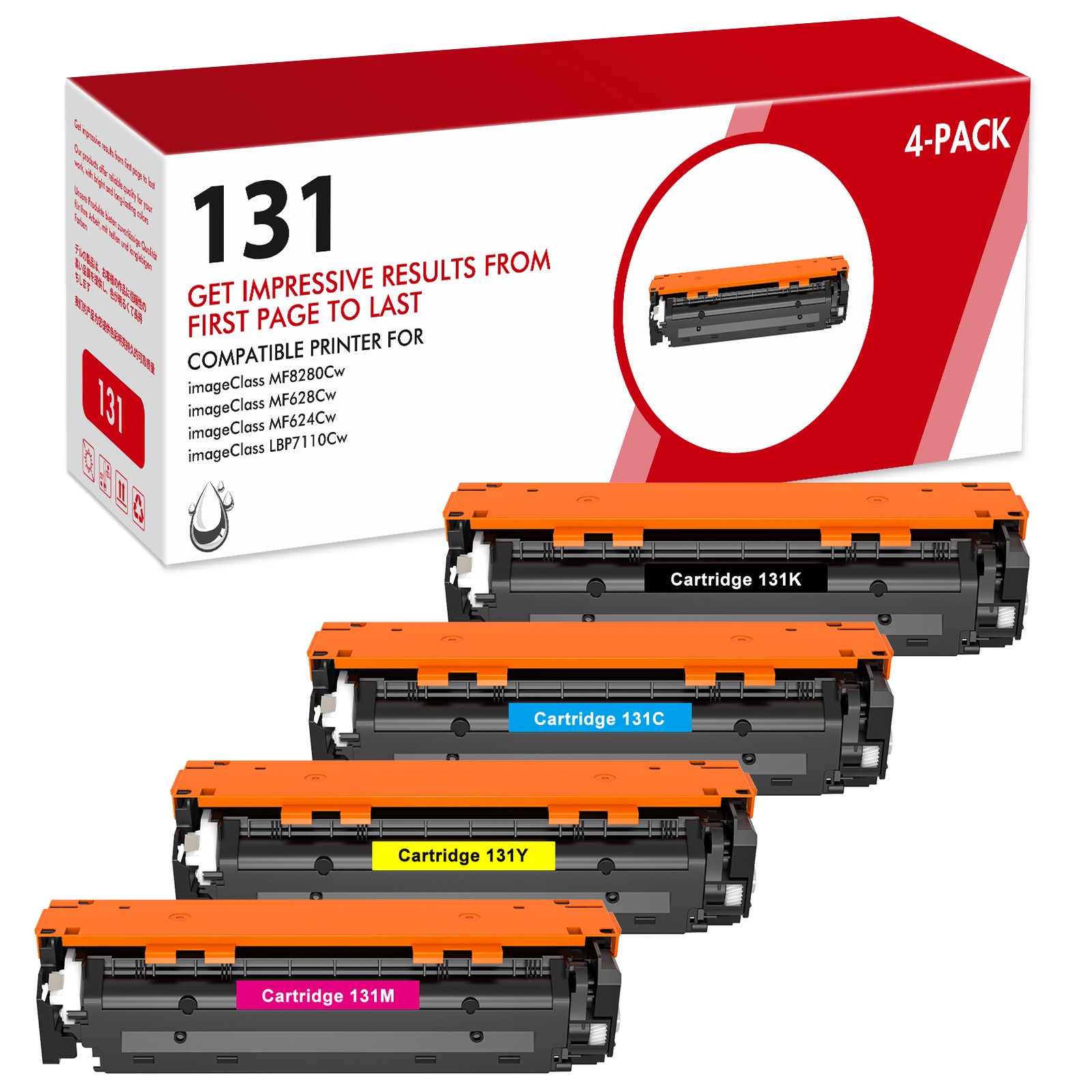4PK CRG-131 H BYCM SET Laser Toner For Canon ImageCLASS MF8280Cw MF624Cw 628Cw