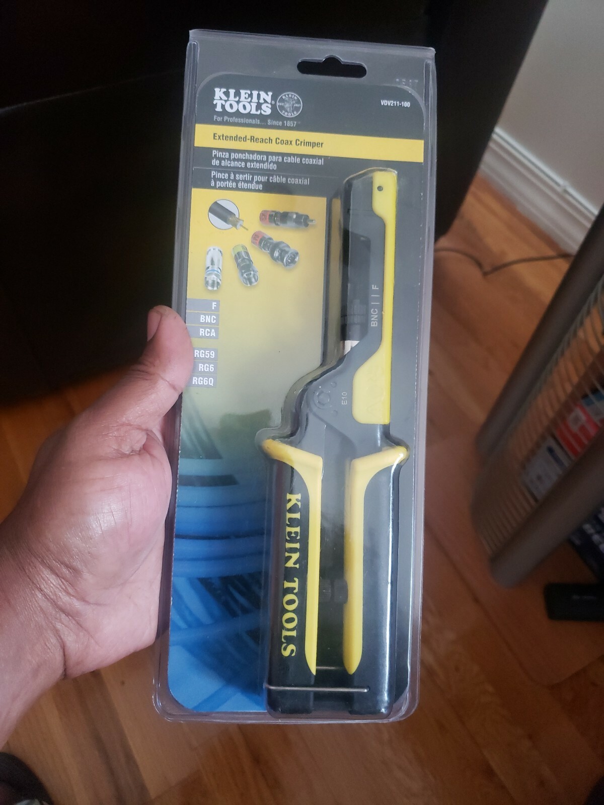 Klein Tools VDV211-100 Extended Reach Multi-Connector Compression Coax Crimper 