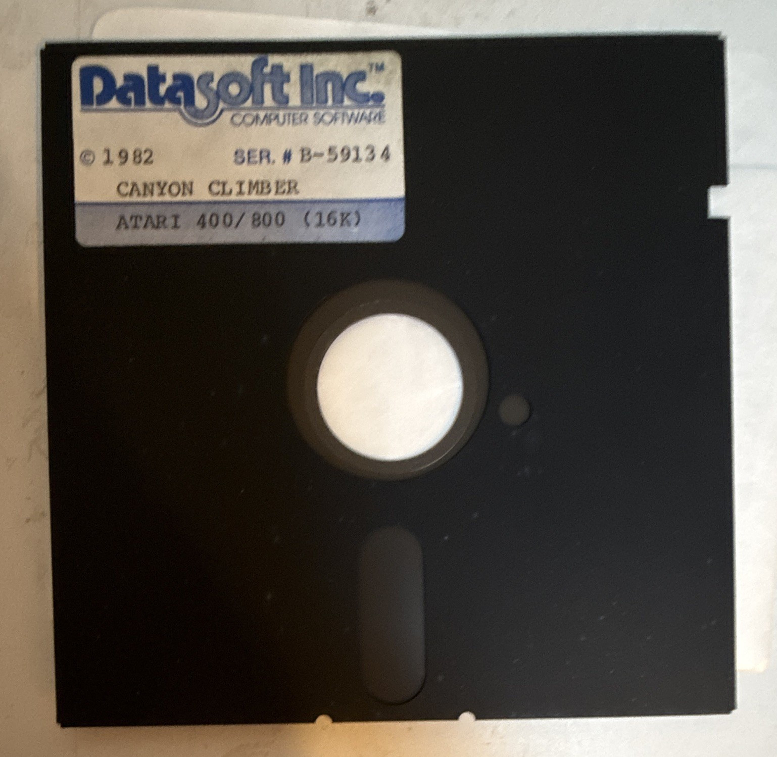 Datasoft Inc. Canyon Climber for Atari 400/800 5.25" Floppy Disk B-59134