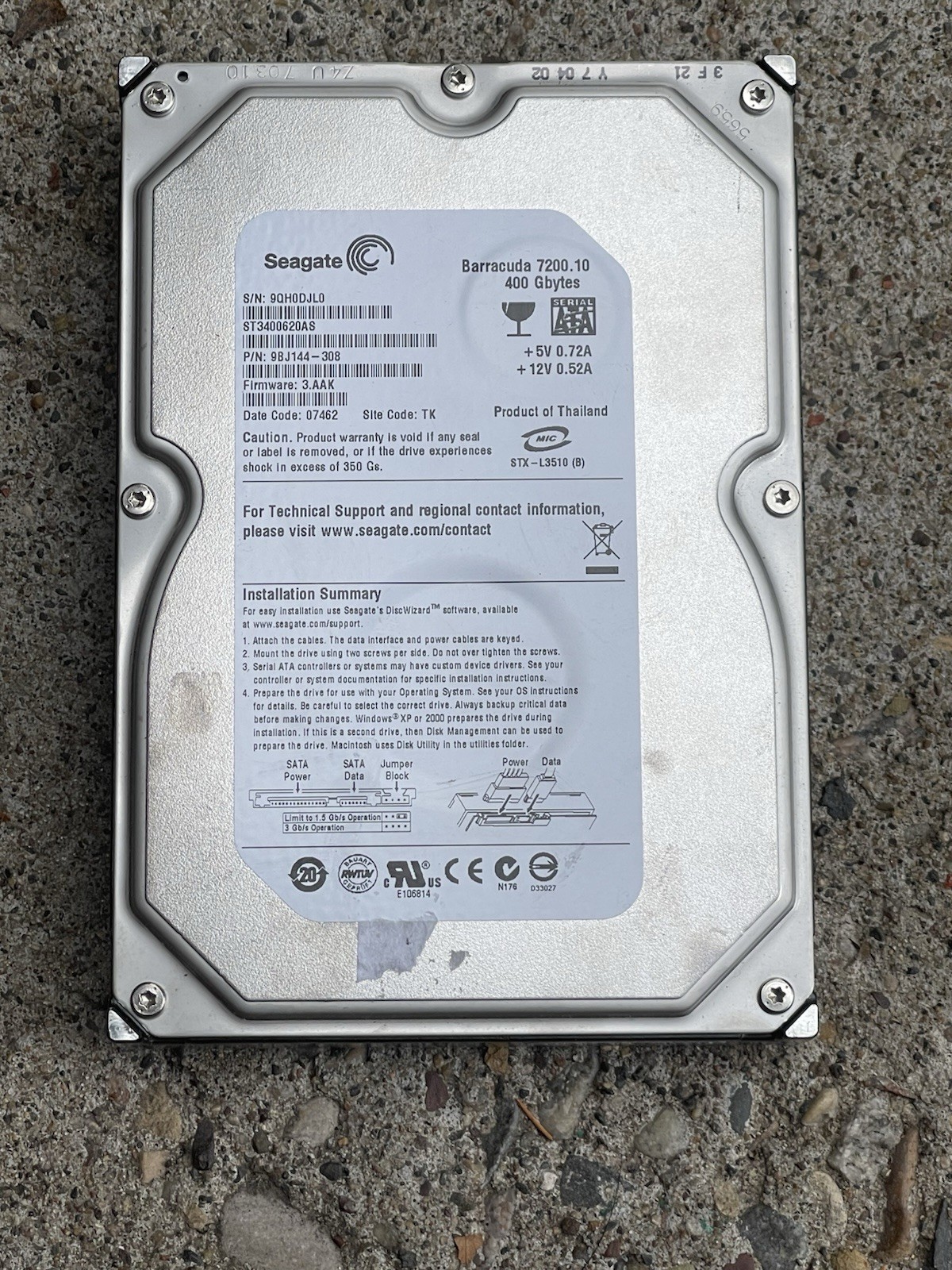 Seagate Barracuda 7200.10 400GB 3.5-inch internal SATA hard drive