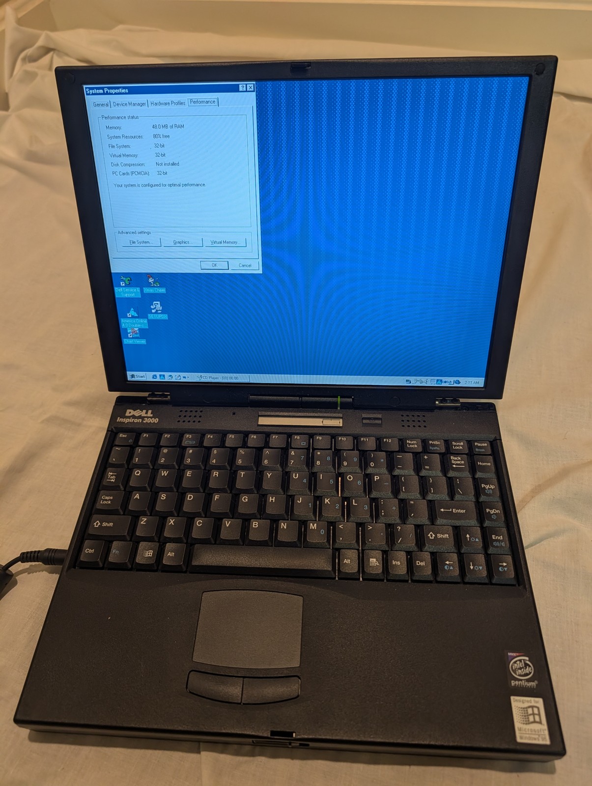 Dell Inspiron 3000 M233XT Pentium MMX 233 Vintage Laptop Tested Working