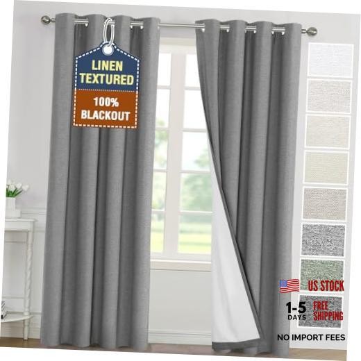 Blackout Curtains 84 inch Length 2 52"W x 84"L (Pack of 2) Heather Mid Grey