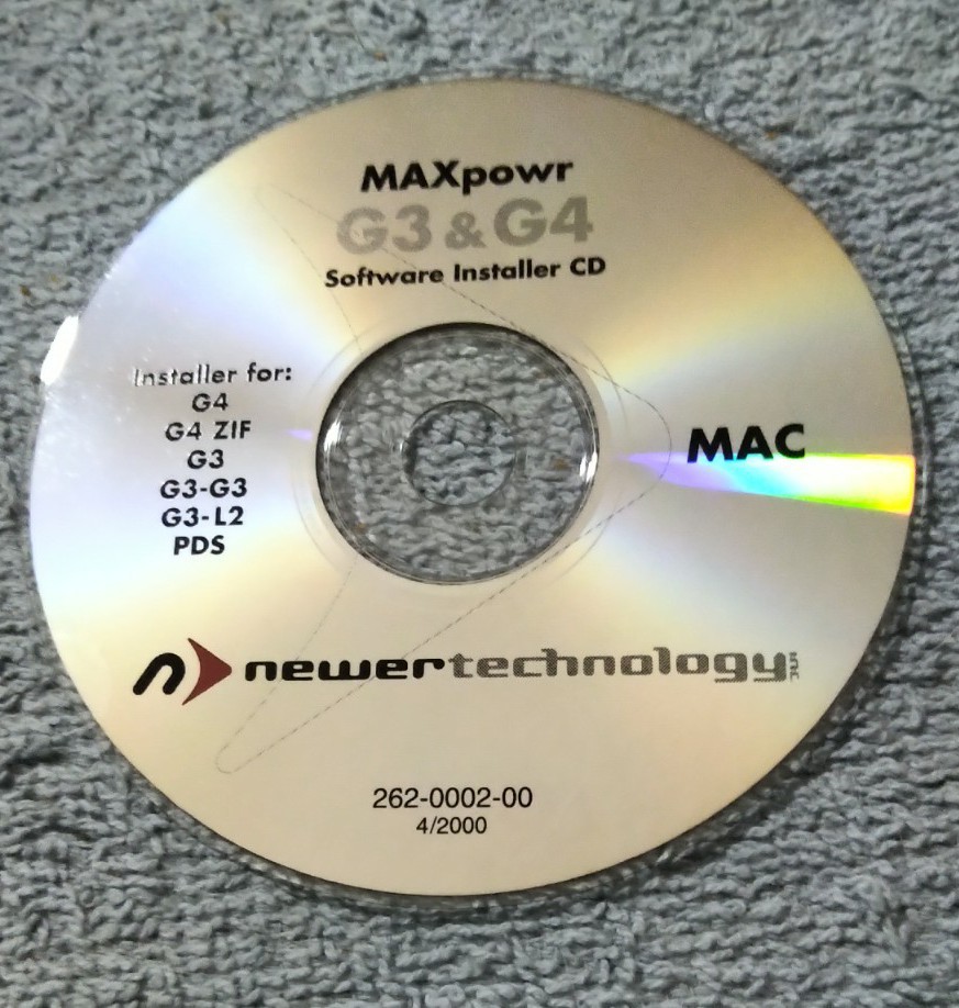 Newer Technology - MAXpowr G3 and G4 Software Installer - CD