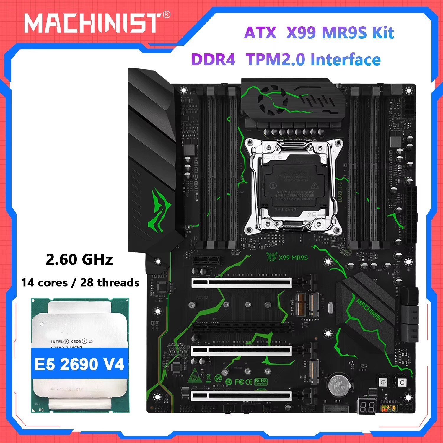 MACHINIST X99 MR9S Motherboard LGA 2011-3 Intel Xeon E5 V3/V4 DDR4 ATX TPM 2.0