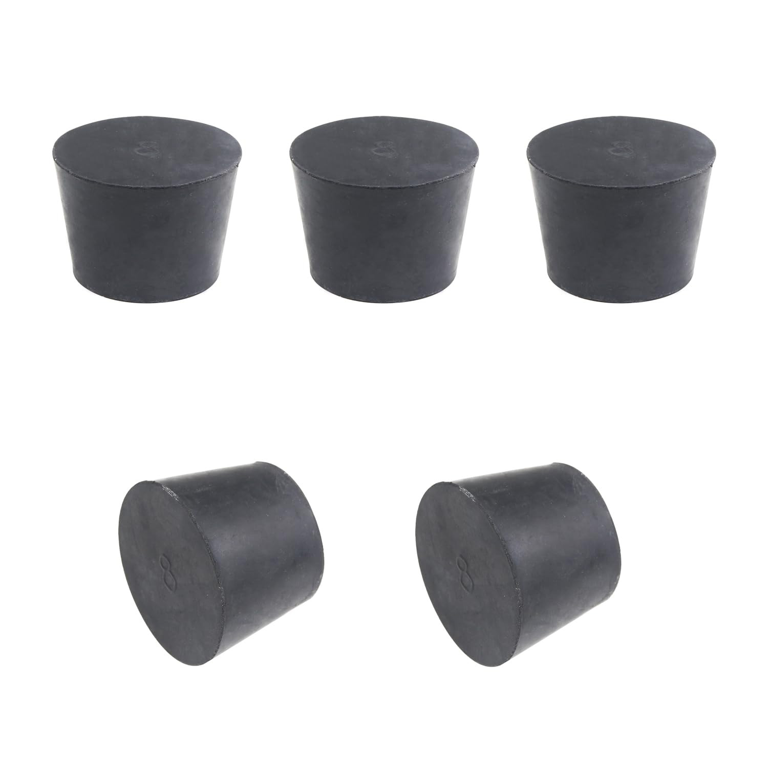 5Pcs 8# Black Tapered Shaped Solid Rubber Stopper for Lab Tube Stopper Size
