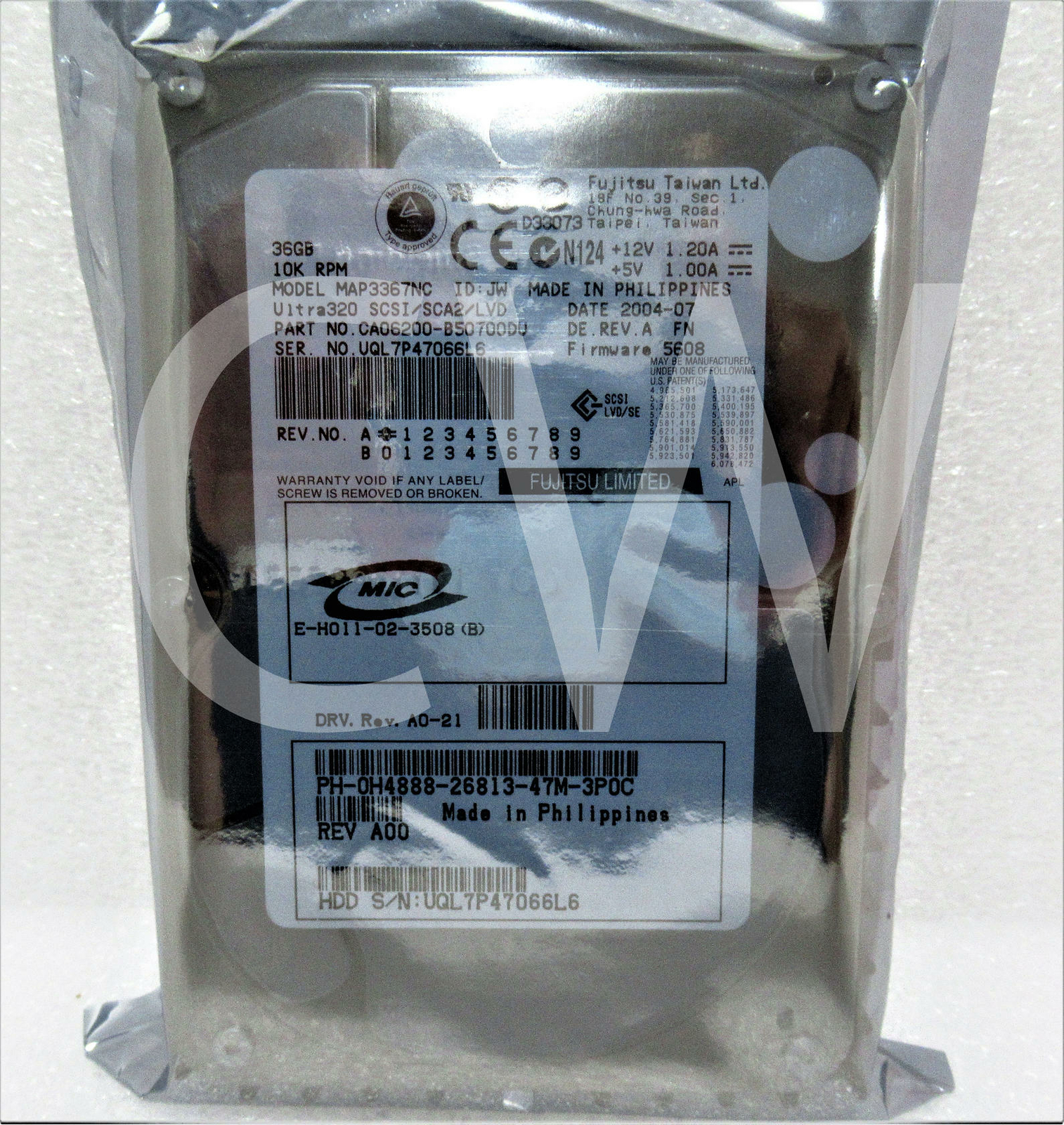 MAP3367NC Fujitsu 10K 8MB Ultra-320 80-Pin 3.5" SCSI Hard Drive