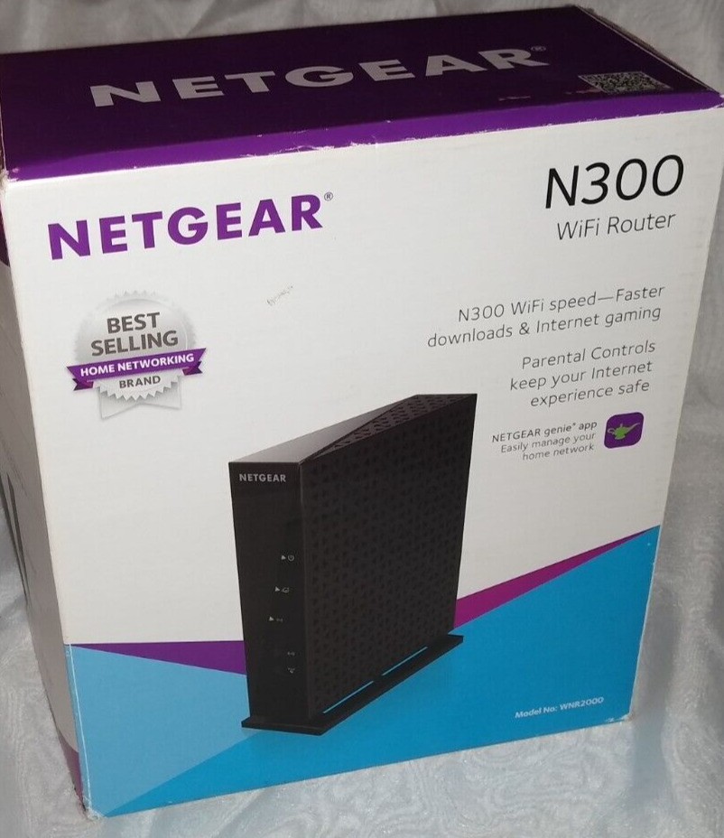 NETGEAR N300 Wifi Router WNR2000 V5 4-Port Wireless Router & Power Cord