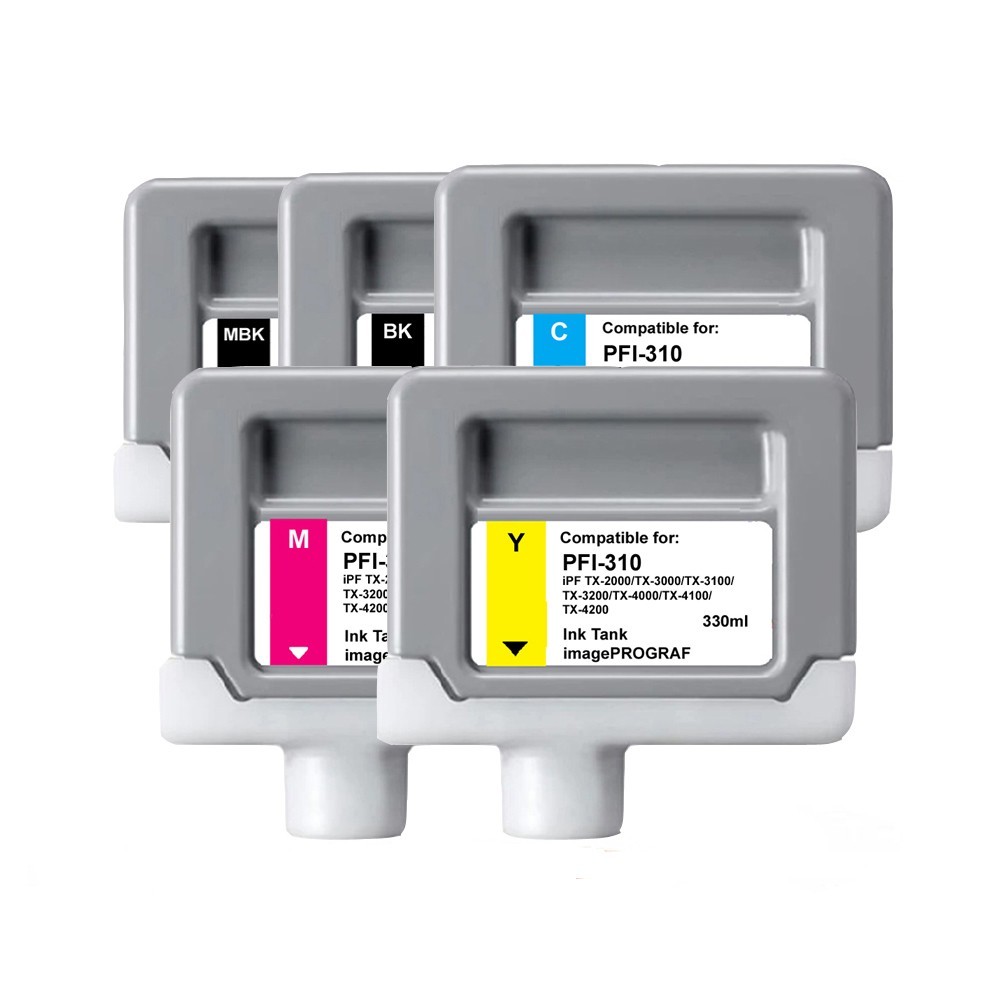 5Pack PFI-310 Ink Cartridge Tank Fit Canon iPF  TX- 2000 TX-3000 TX-3100 TX-3200