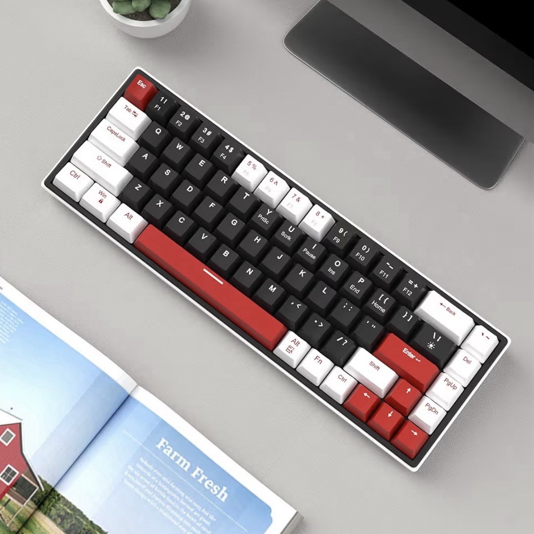 MageGee 60% Mechanical Gaming Keyboard, 68 Keys Compact Blue LED Backlit Gami...