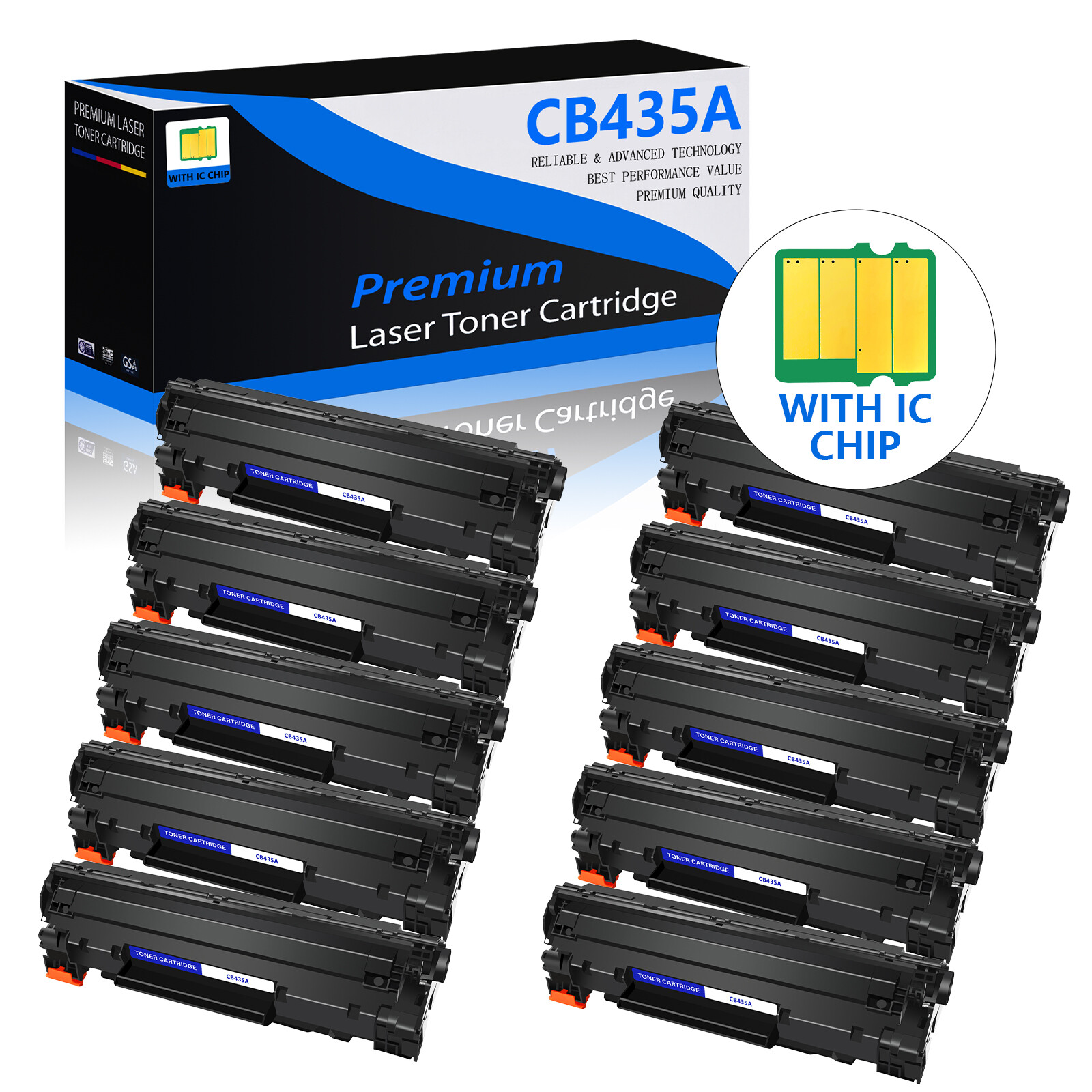 10PK Black CB435A 35A Toner Cartridge For HP LaserJet P1005 P1006 P1003 P1004