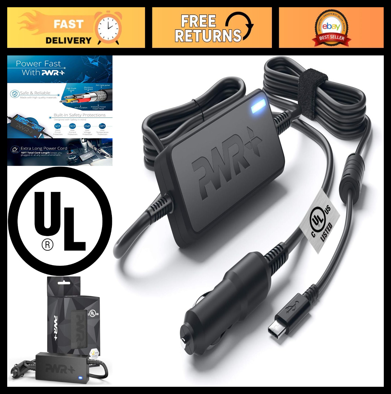 USB-C Laptop Car Charger Power Adapter for Dell Lenovo MacBook XPS Yoga ThinkPad