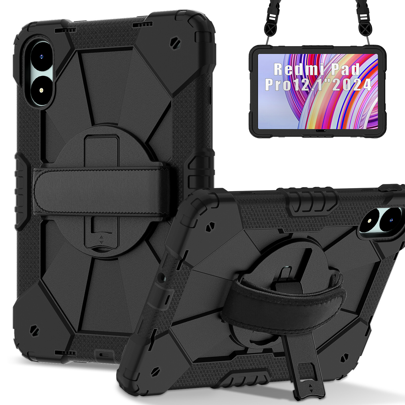 For Redmi Pad Pro 12.1" Tablet Case with Kickstand/Hand Strap/Rotating Stand