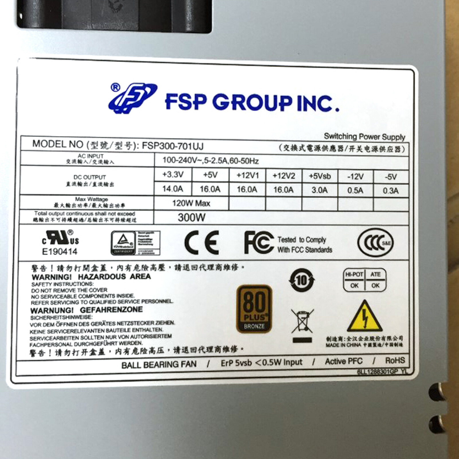 300W for FSP FSP300-701UJ Server Industrial Control Power Supply Fast Shipping