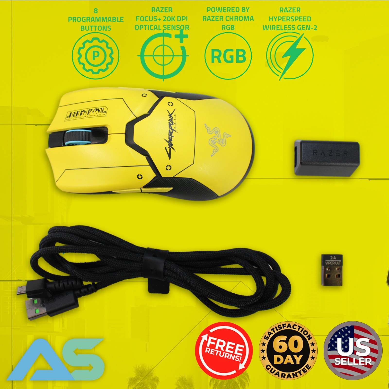 Razer Viper Ultimate Hyperspeed Wireless Gaming Mouse | Cyberpunk 2077 Edition