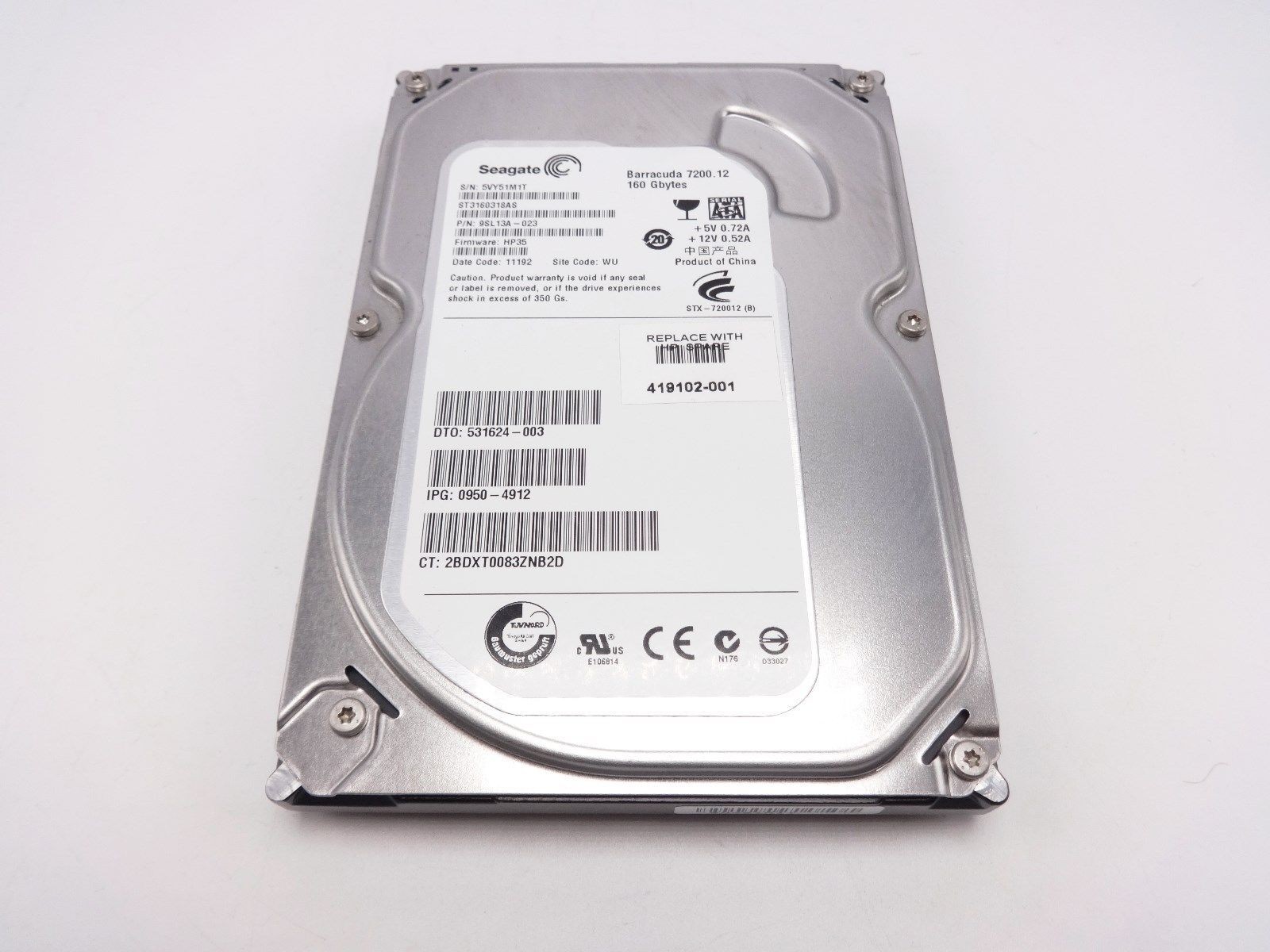 HP 419102-001 160GB SATA 3.0Gb/s 7200RPM 3.5" Internal Hard Drive