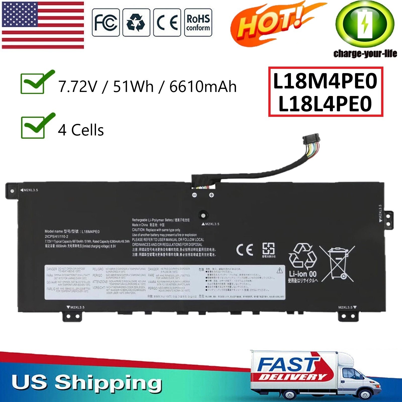 New L18M4PE0 L18L4PE0 Battery For Lenovo Yoga C740-14IML 5B10W67296 5B10U40209