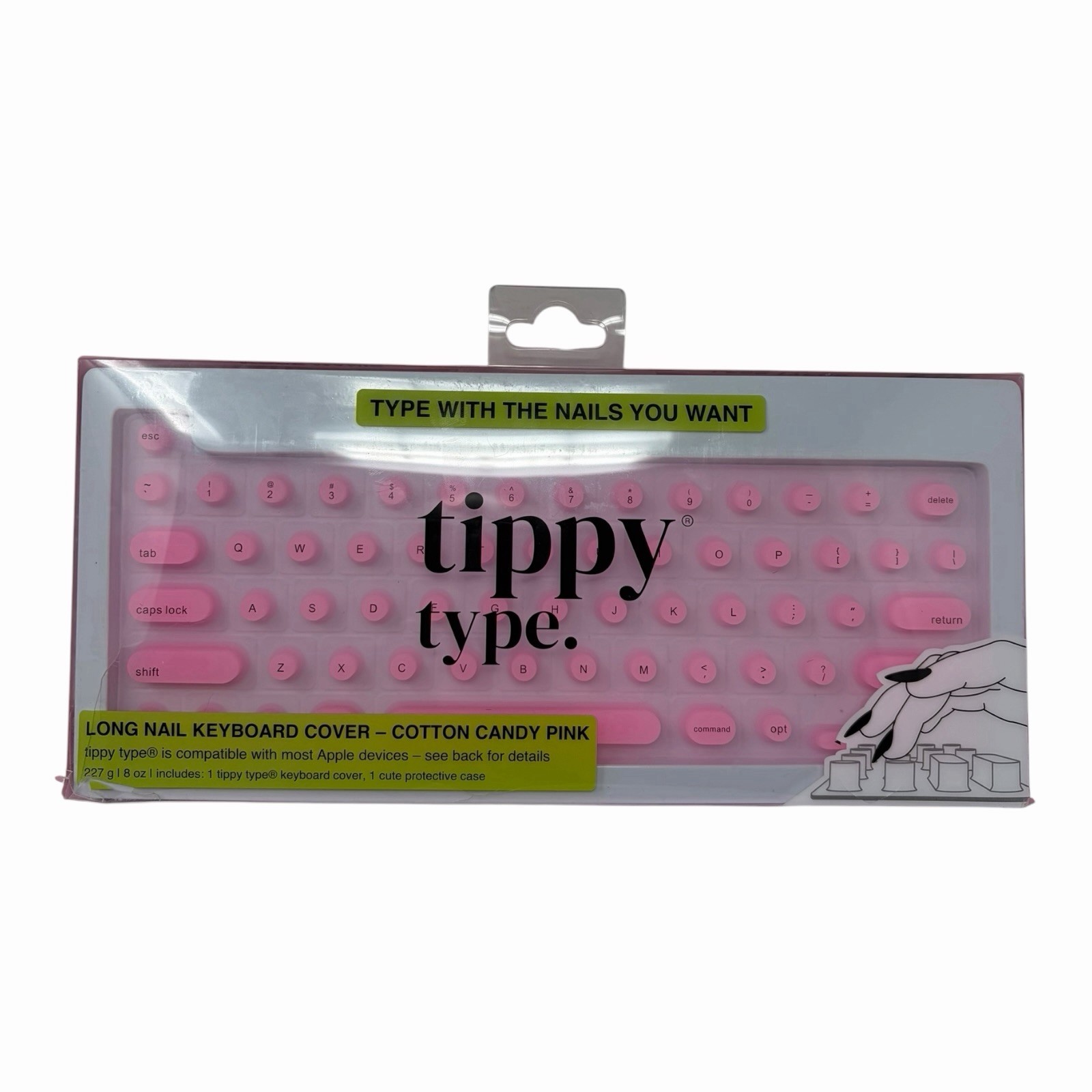 Tippy Type Raised Silicone Keyboard Cover Mac Long Nails Cotton Candy Pink