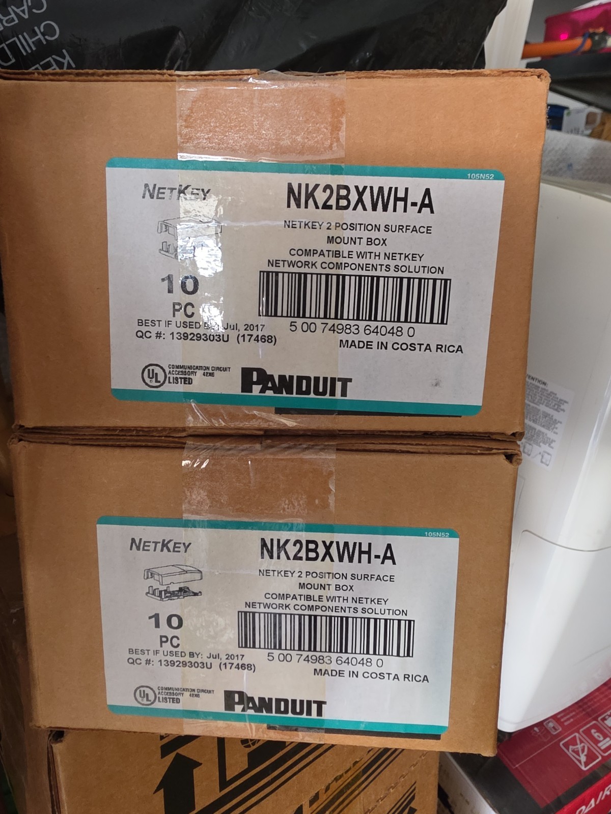 PANDUIT NK2BXWH-A, Netkey 2-Position Surface Mount Box of 10