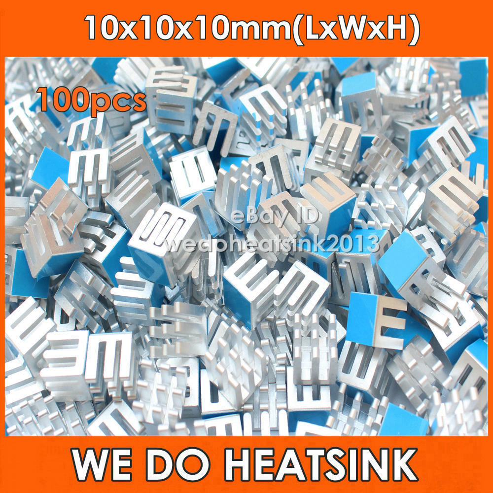 100pcs Small Tiny Cube 10x10x10mm Aluminum Heatsink For With Blue Thermal Pad