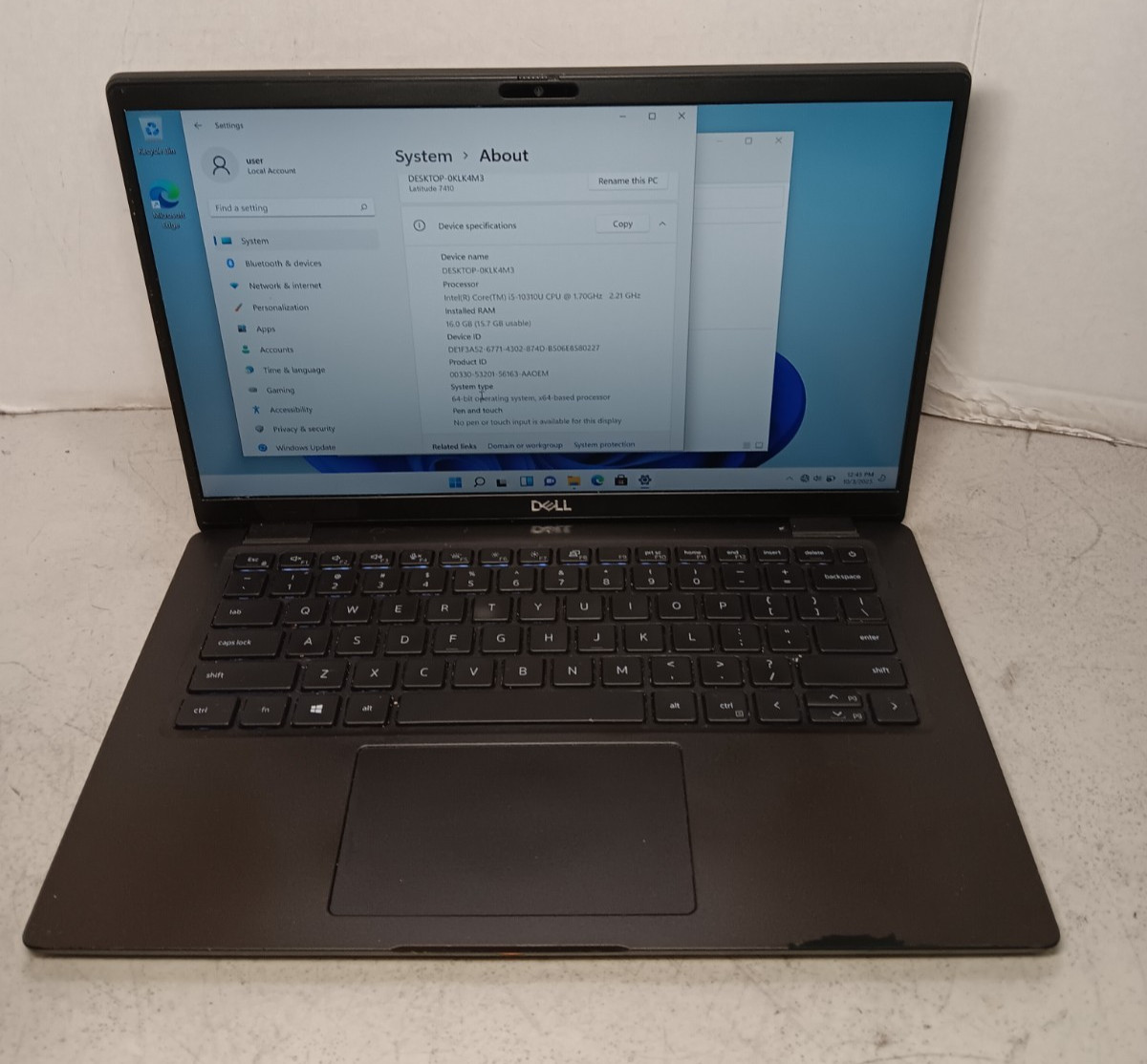 Dell Latitude 7410 14" Laptop i5-10310U 1.7GHz 16GB RAM 256GB SSD Win11 #69