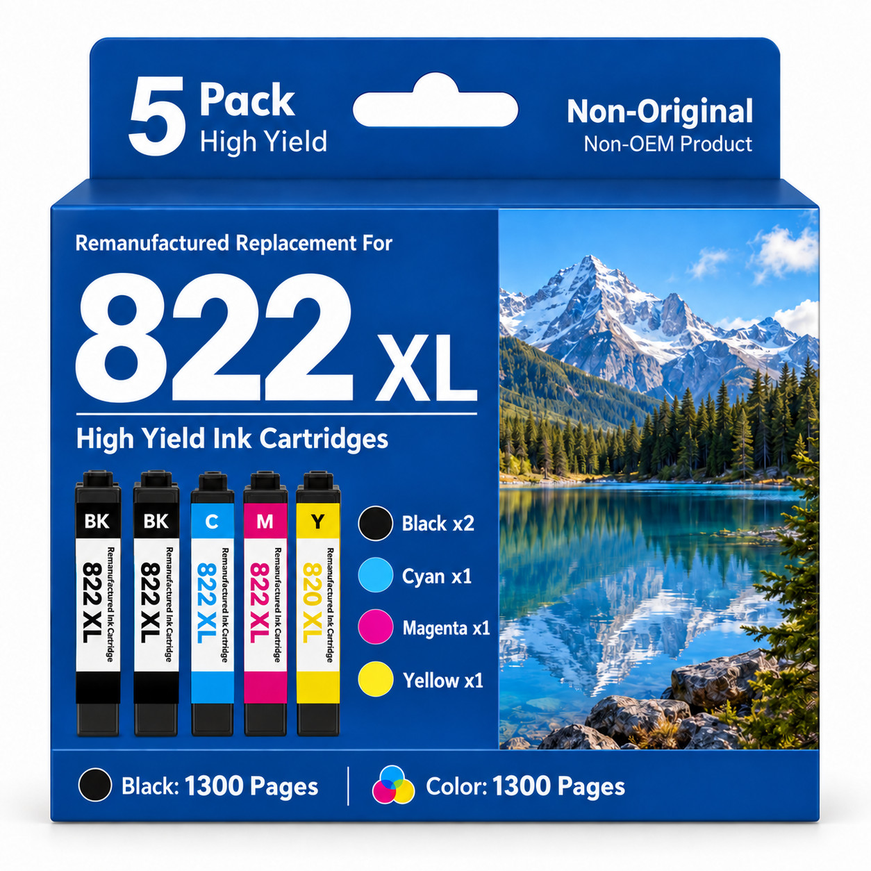 5Pack 822XL T882XL Ink Cartridge For Epson WorkForce Pro WF-3820 WF-4834 WF-4833