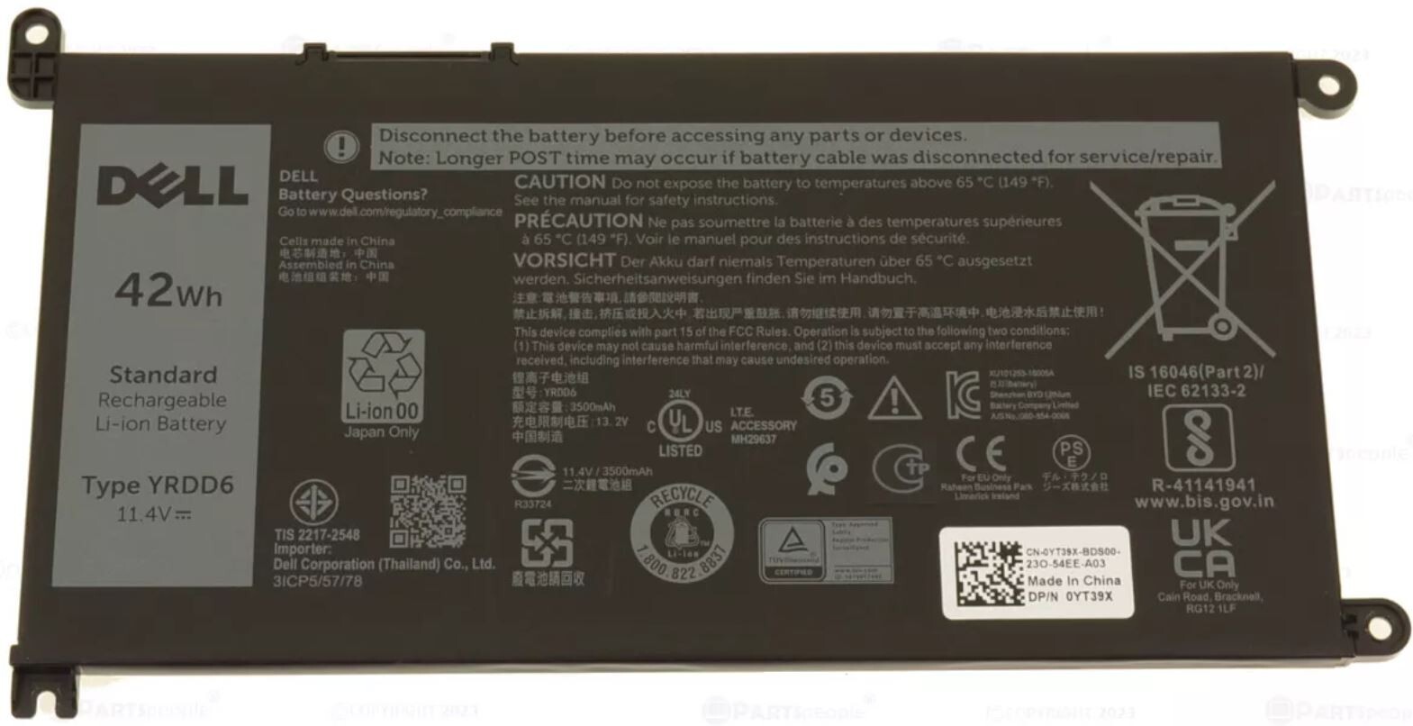 Lot of 2 Dell OEM Original Chromebook 3110 / 3120 - YRDD6