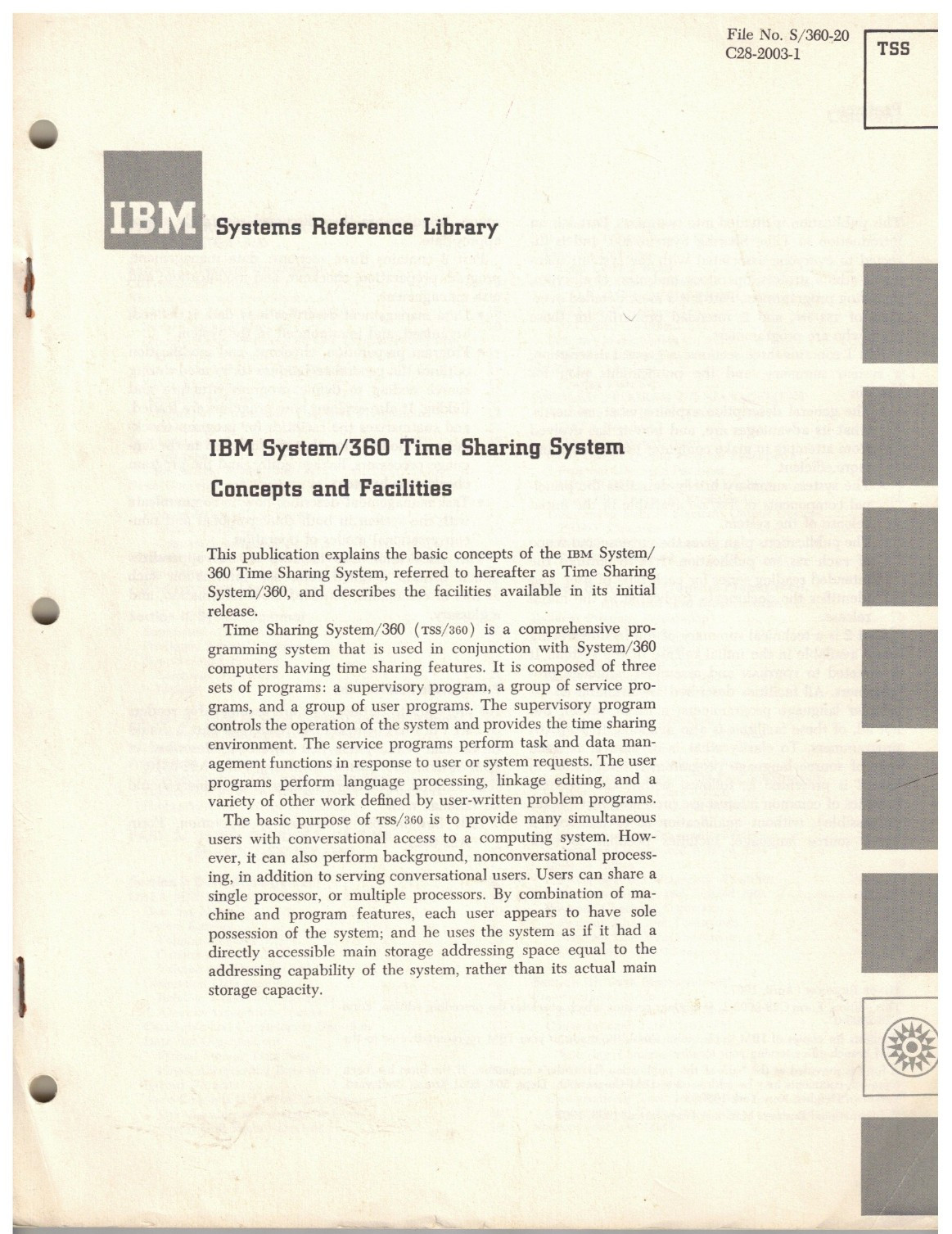 VINTAGE 1967 MANUAL~IBM SYSTEM/360 TIME SHARING SYSTEM: CONCEPTS AND FACILITIES
