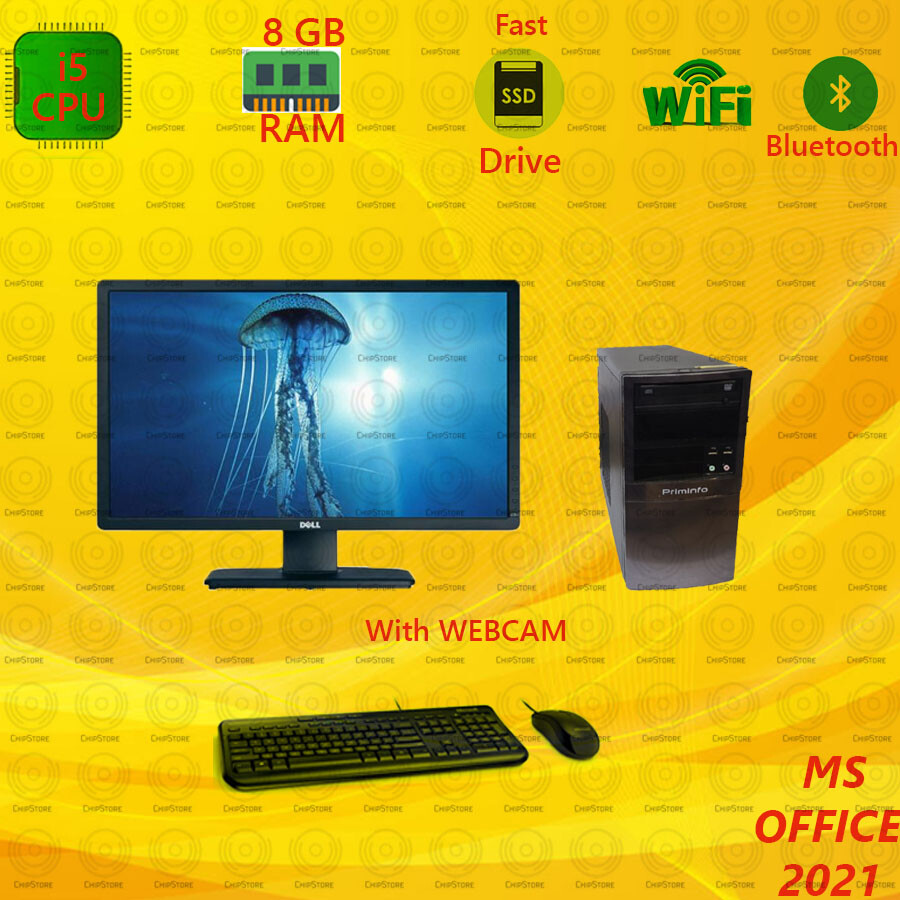 FAST Custom PC Core i5 WiFi Win10 240GB SSD +1TB HDD 8GB RAM 22" Monitor Desktop