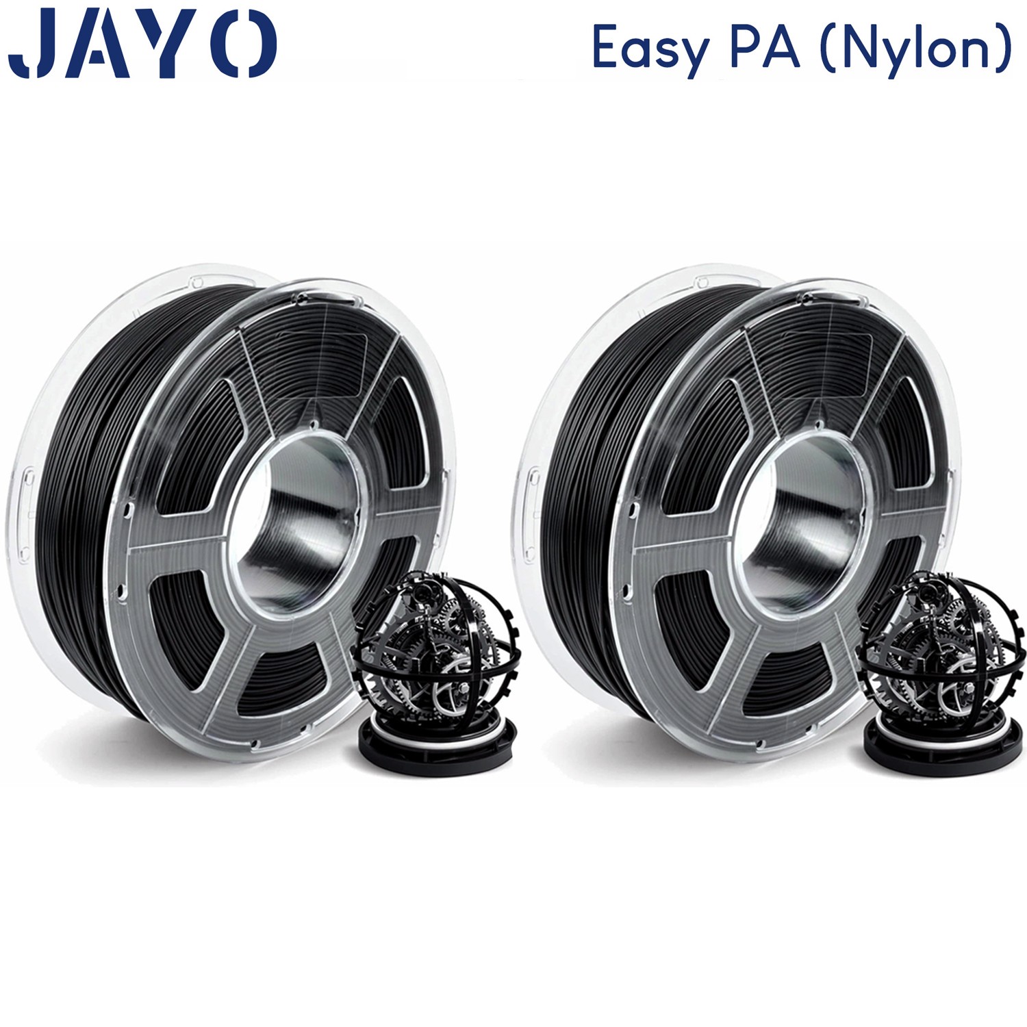 JAYO 2*1KG Black Easy PA Nylon 6+66 Filament 1.75mm 2.2lbs Warp-Free Strong