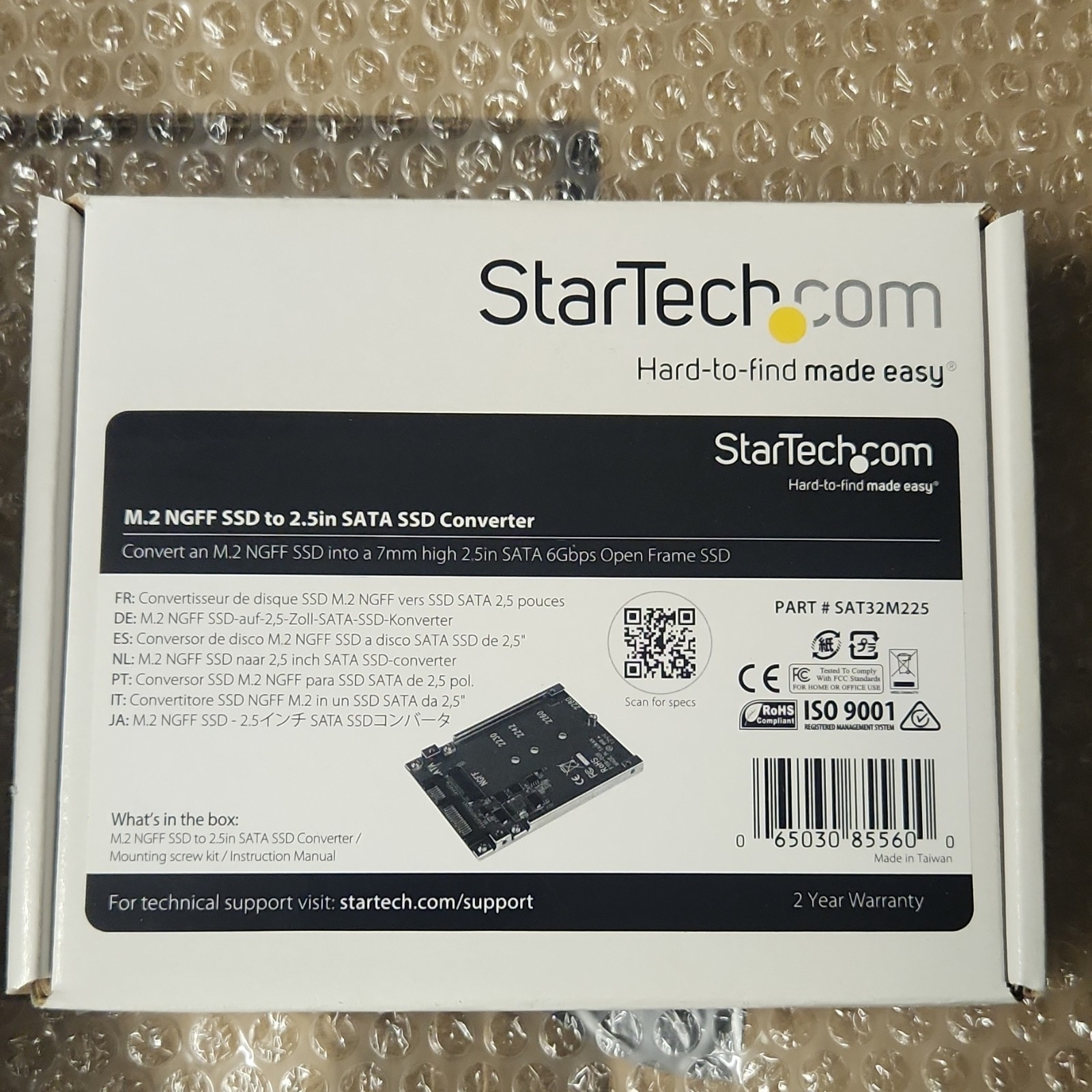 StarTech M.2 NGFF to 2.5in SATA Converter Open Frame SAT32M225 7mm
