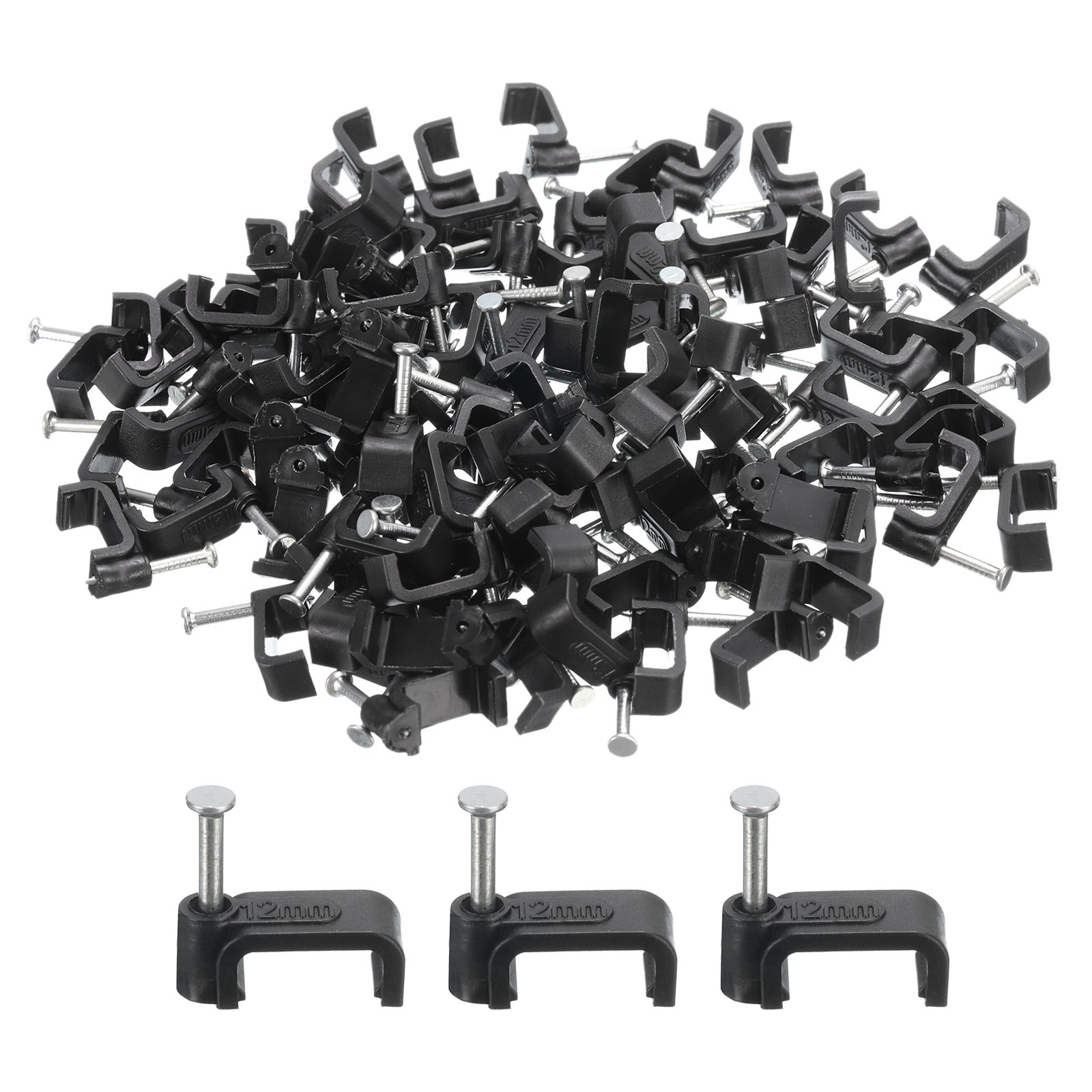 100Pcs Cable Clips with Steel Nails 12mm White  Clip with Steel Nail