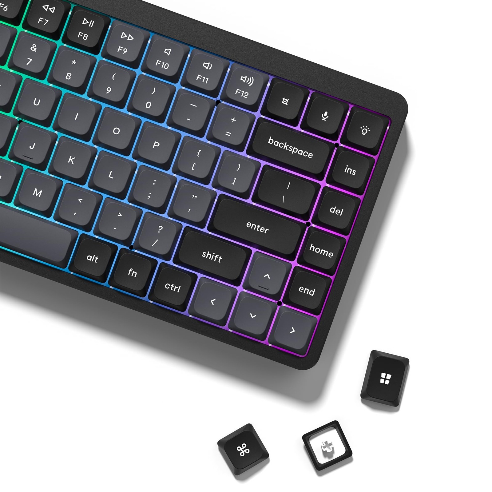 Low Profile PBT Keycaps Doubleshot 138 Keys Black Dark Grey Set Pack Kit