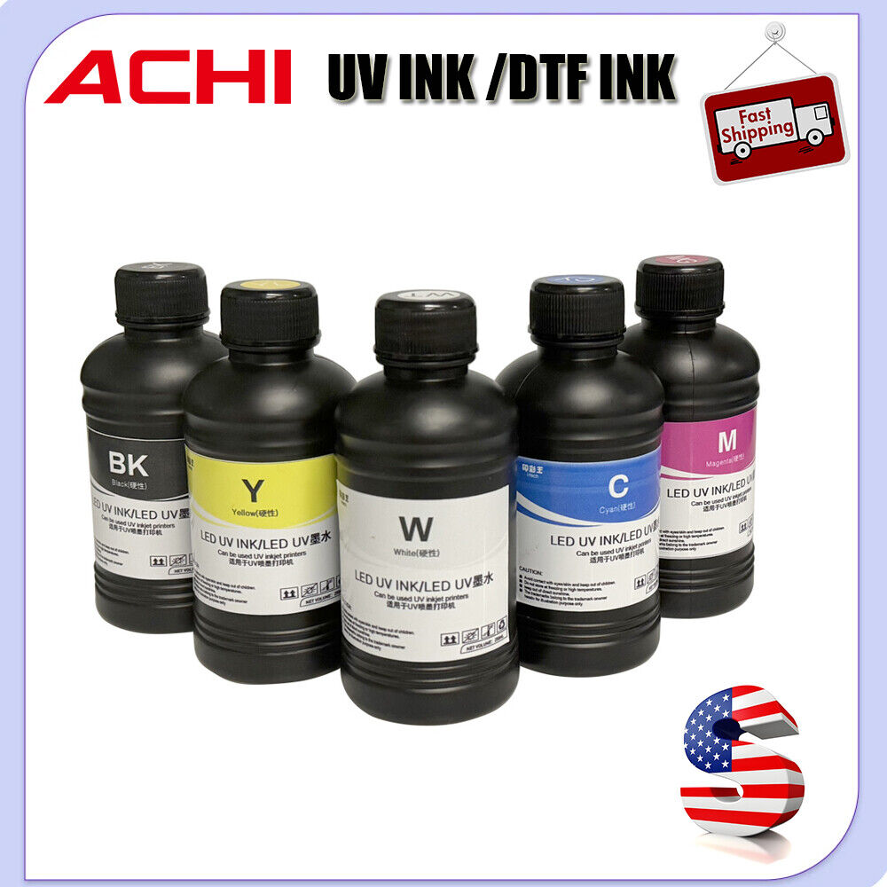 ACHI UV INK & DTF INK & Varnish For Epson 1390/L800/L1800/XP600/TX800 Printer