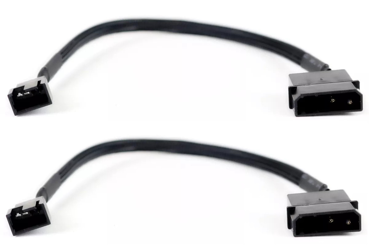 (2 Pack) 8" Braided 4 pin Molex to 3/4-Pin 12V Fan Cable Adapter