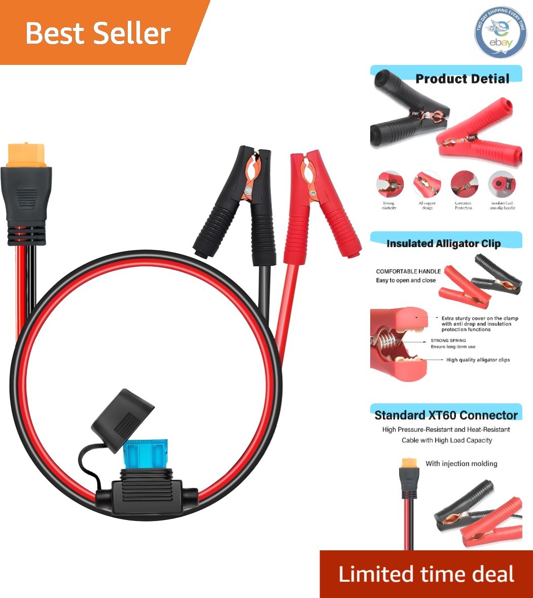 Flame-Retardant 2FT XT60 to Battery Cable with Quick Connect - 15A Safe Use