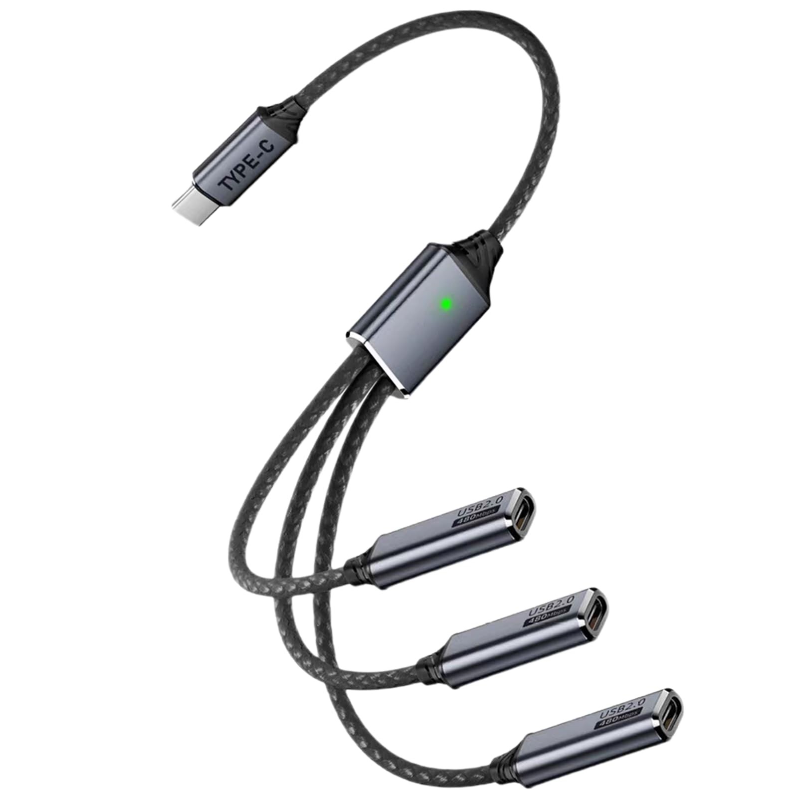 Danfetsoy USB C Splitter 1 in 3 Out, Multi C Cable, Type C Black