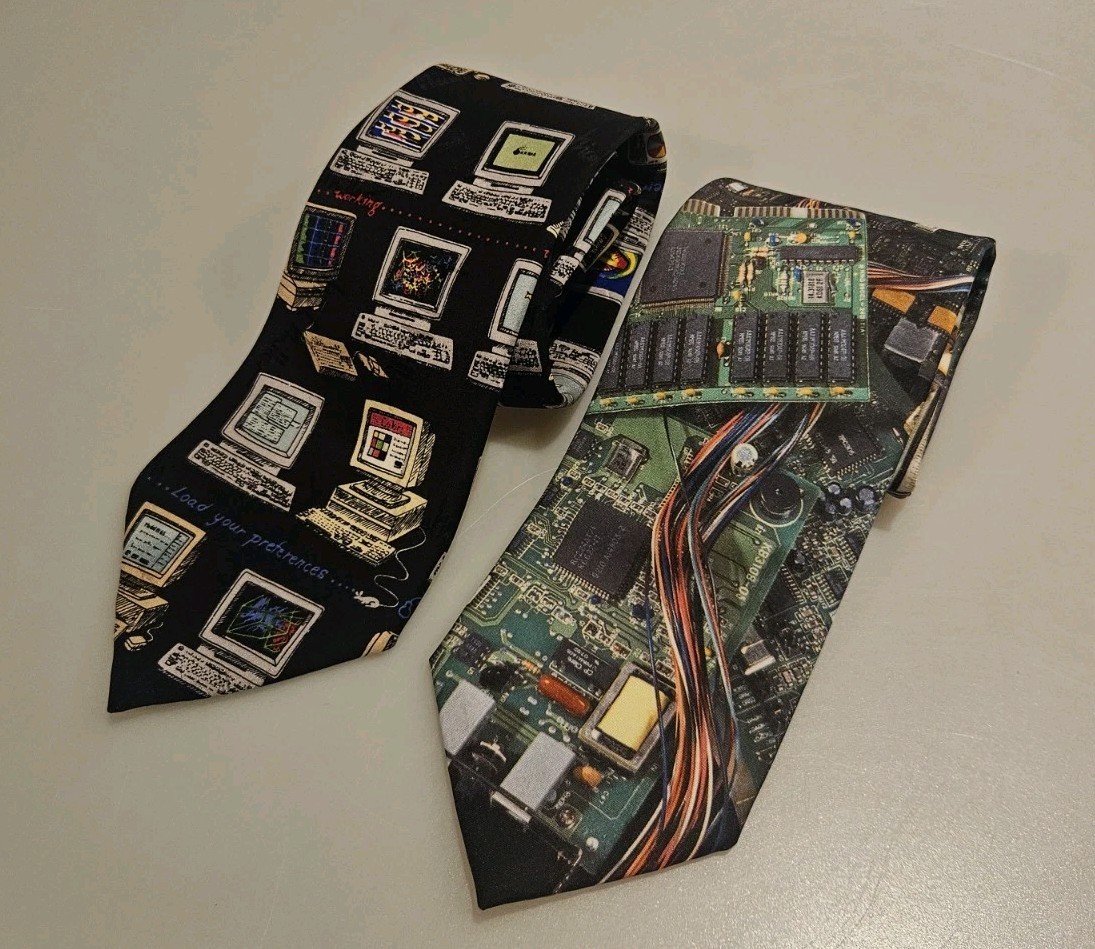 BOTH Vintage Desktop Computer (Apple/IBM) & Circuit Board Ties