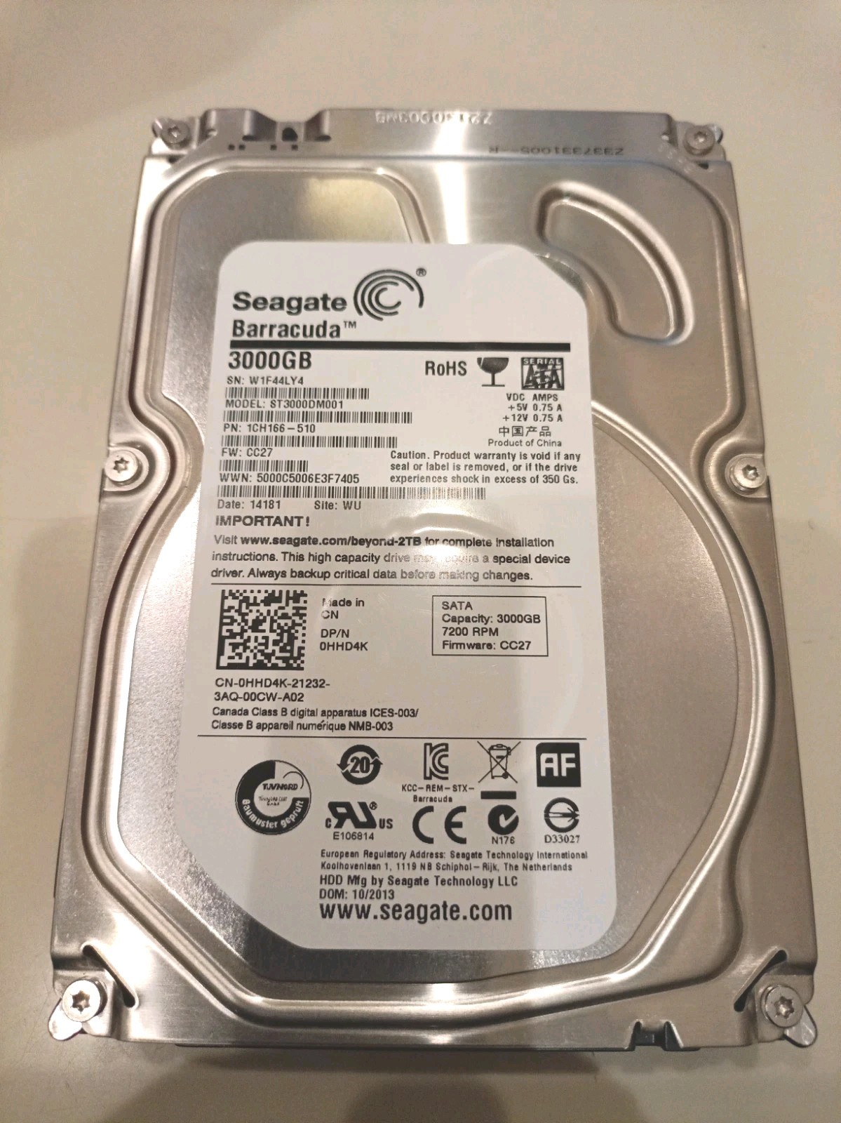 Toshiba, Hitachi and Western Digital 3TB SATA Hard Drives 64MB Cache, 5400RPM