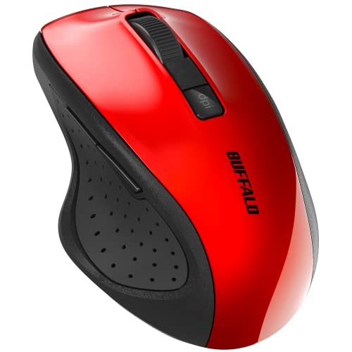 Buffalo 5-Button Bluetooth 5.0 Blue LED Mouse Red Equipped with Back/Forward