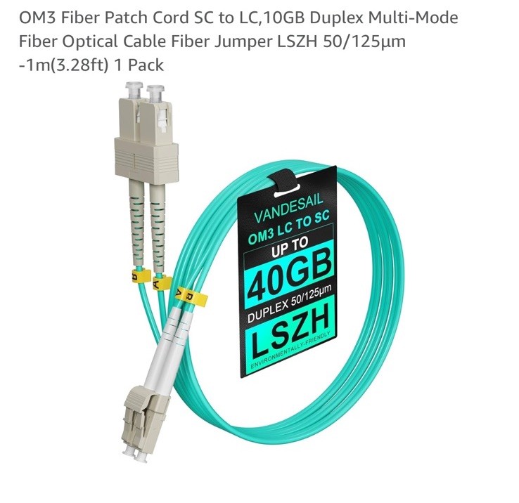 New OM3 Fiber Optical Cable Jumper Patch Cord SC To LC 10 GB Duplex Multi Mode