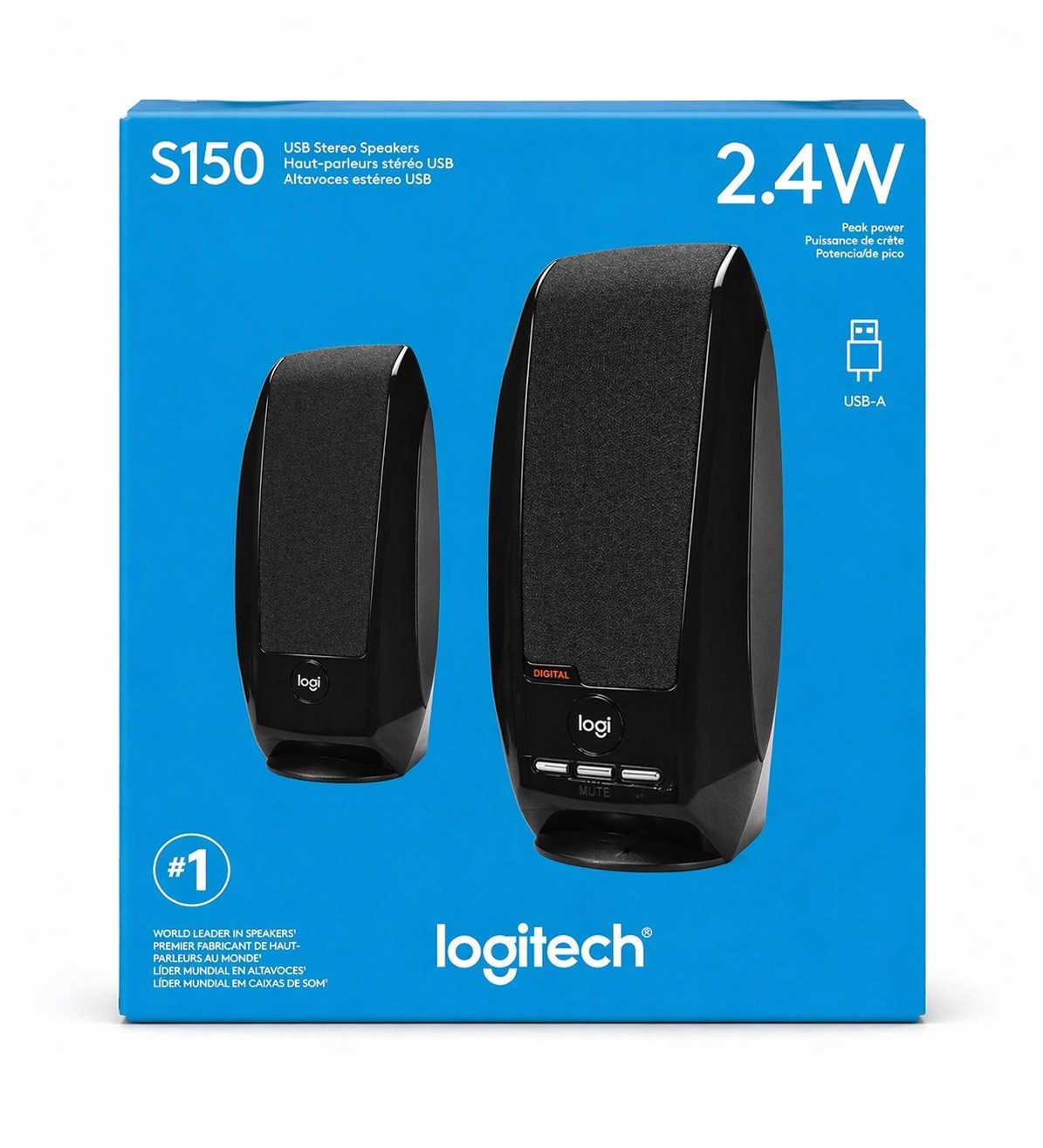 Logitech S150 USB Stereo Speakers for Desktop or Laptop - Black (980-000309)