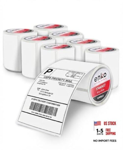 enKo Compatible Zebra 4x6 Label/Dymo Labels 1744907 (4 x 8 Rolls - 1,760 Labels