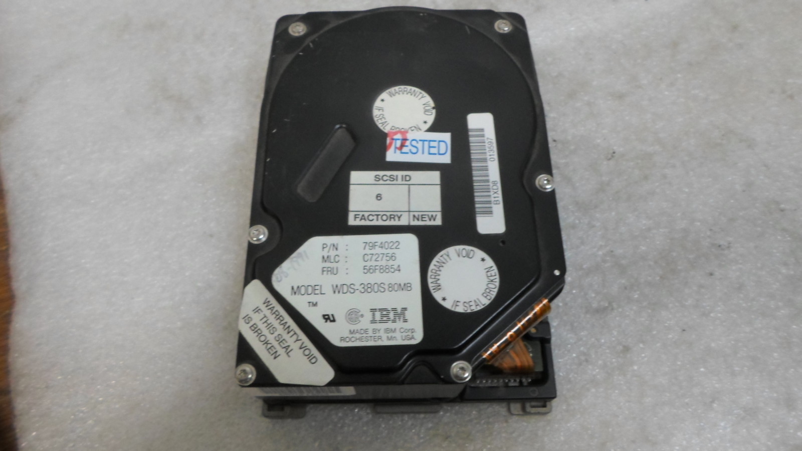 IBM WDS380S 56F8854 79F4022 80MB 50-Pin SCSI Hard Drive TESTED