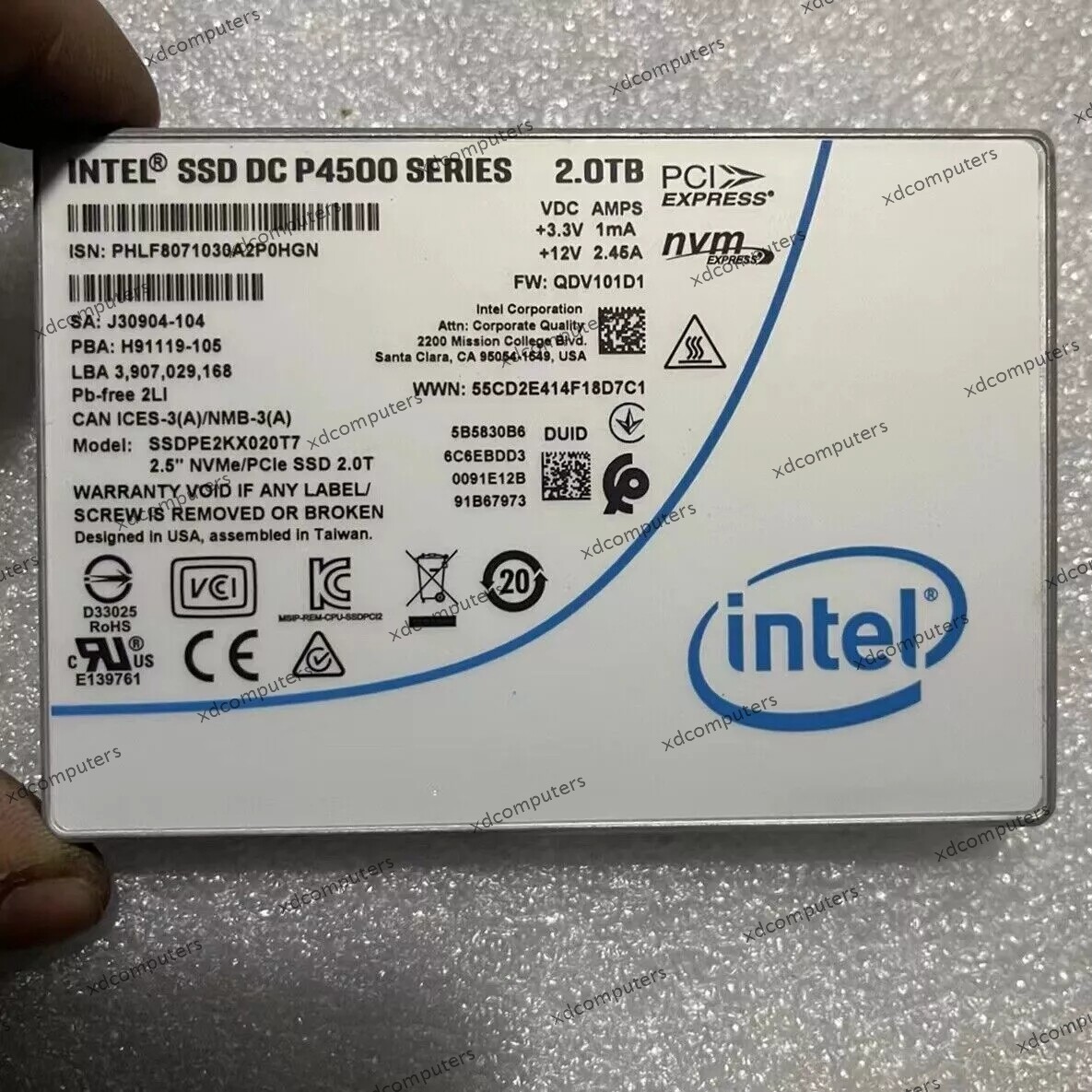Intel DC P4500 Series 2TB SSD U.2 2.5" NVME PCIe SSDPE2KX020T701